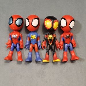 Spiderman 4-Figure Set - Red, Blue & Black Spider Heroes